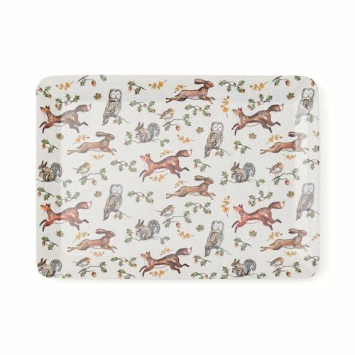 Cooksmart Forest Fable Large Tray | British Designed Woodland Animal Print Tray | Durable & Lightweight Melamine Blend | Decorative Serving Tray for Drinks & Snacks | Wipe Clean Only