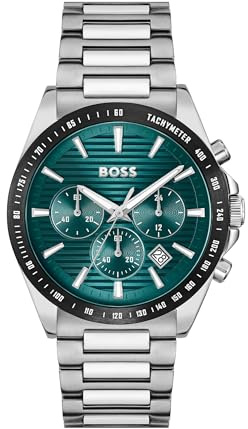 BOSS Chronograph Quarz Uhr für Herren Kollektion Strike Chrono mit Silbernes Edelstahlarmband - 1514241