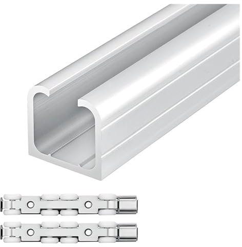 Schiebetürbeschlag Kommerzielle Schiebetürschiene Und Rollen, 2 3 4 5 6 8 9 10 12 FT 20 30 Fuß Schiebetürschiene Mit Hardware For Dusche/Badezimmer/Schlafzimmer, Decken- Und Wandmontage(16ft/487.7cm)