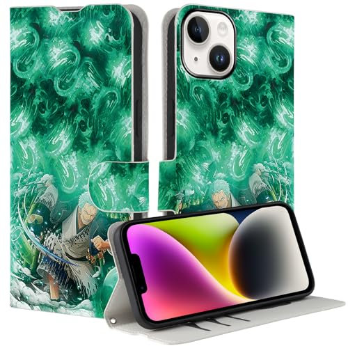 PBNDJVG Case for iPhone 7/iPhone 8/iPhone SE3/4 4.7'', Anime Zoro Gear 5 Manga Magnet Closure, Kickstand, Card Slots PU Leather Folio Mobile Phone Case Wallet Book Flip Folio Stand View Cover Green