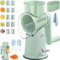 Roarrave Food Chopper, 5 in 1 Food Chopper, Rotary Cheese Grater with Handle - Vegetable Shredder with 5 Interchangeable Blades, Easy to Clean (Mint Green)