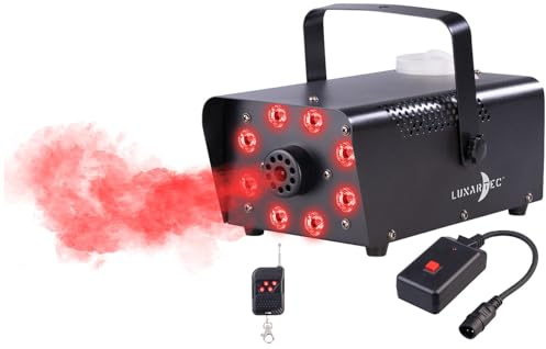 Lunartec Dunstnebelmaschine: Nebelmaschine mit 8 RGB-LEDs, 300-ml-Tank, Fernbedienung, 700 Watt (Nebelmaschine mit Fußschalter, Rauchmaschine mit LED-Lichteffekt, DJ)