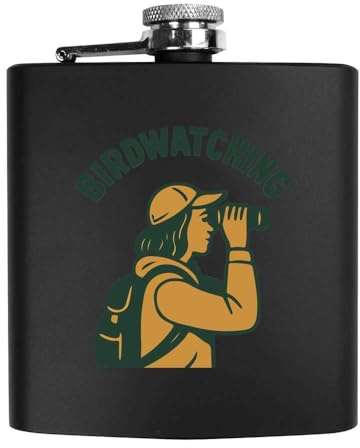 Azeeda 6oz (170ml) 'Birdwatching Person with Binoculars' Pocket Hip Flask (HP00039474)