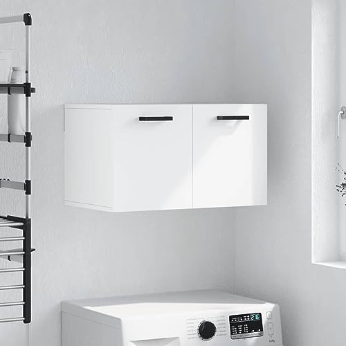Mandloder Weißer Wandschrank aus Holzwerkstoff 60x36,5x35 cm, Hängeschrank für Küche, Bad, Garage, praktischer Stauraum, vielseitige Aufbewahrung