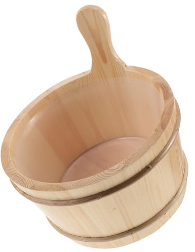 Mipcase Seau de Sauna Massif avec Louche Ergonomique Seau à Vapeur avec Doublure Intérieure Spa et Bain pour Sauna et Hammam