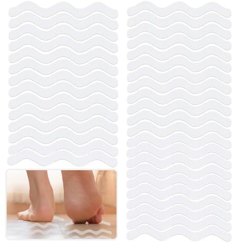 LUFFLOK 36 Stück Antirutschmatte Badewanne Selbstklebende Duschaufkleber | Transparente Antirutsch Pads Dusche für Badewanne, Treppen, Duschraum, Rutschige Oberflächen (36 Stück)