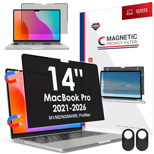 LAMA Magnetic Privacy Screen Protector Compatible with Macbook Pro 14-inch (2021-2026, M1/M2/M3/M4/M5), Privacy Film with Webcam Cover, Anti-Blue Light & Glare Protection