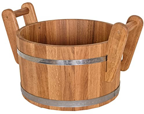 Waldmeister Bonpos Aufgusskübel 23 Liter Sauna Eimer Holz Eiche Pflanzkübel D 43cm Garten Terrasse