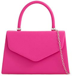LeahWard Women's Faux Leather Clutch Bag Top Handle Wedding Handbags (Fuchsia)