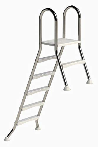 well2wellness® Hochwertige Edelstahl Hochbeckenleiter V2A, 43mm Holm, 5+1 Stufen
