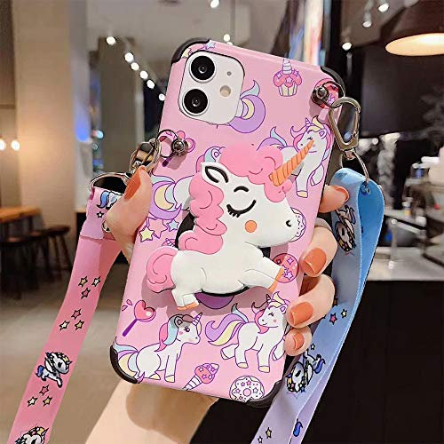Guppy Compatible with iPhone XR Unicorn Case for Women Girls 3D Cute Cartoon Funny Cool Animal Kawaii Style with Laryard & Kickstand Soft Silicone Protective TPU Case Pink