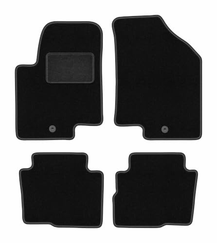 Velours-Fußmatten passend für Kia Soul I 2009-2013, Schwarz, LUX, passgenau | passend für Crossover; Velours-Teppich (Polypropylen), ca. 6,5 mm; rutschfest, runde Befestigungen (Typ AV)