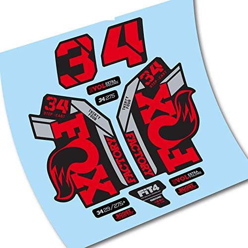 Fox 34 Factory 2021 Aufkleber auf Vinyl Aufkleber Gabel (RELTG (Rot+Hellgrau))