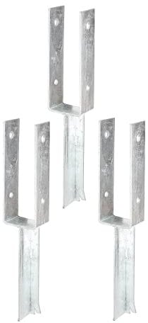 Alberts 215286 U-Pfostenträger | mit Betonanker aus T-Eisen | feuerverzinkt | lichte Breite 71 mm | Länge Betonanker 200 mm | 3er Set