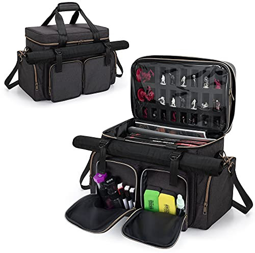 Trunab Tabletop RPG Abenteurer Tasche Kompatibel mit Dungeons und Dragons, DND Reisetasche mit Schaumstoff-Lagerungsraum, Würfel- und Token-Taschen und Battle Map Träger