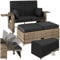 tectake® Poly Rattan Geflecht Lounge Set mit Hocker, Polsteraufbewahrung, 2er Sofa, Couch mit Verstellbarer Rückenlehne, wetterfest, Möbel für Balkon, Garten, Terrasse, Schutzhülle - Natur