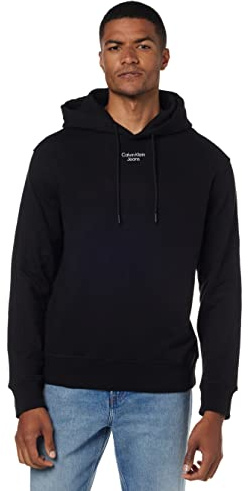 CALVIN KLEIN JEANS Langarm Hoodie Kapuze Logo-Details schwarz Größe XL