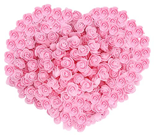 Gearific 200 mini rose artificiali in schiuma, per fai da te, matrimoni, feste, San Valentino, festival, decorazione della casa (rosa)