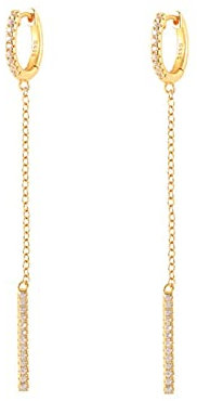 Homxi Damenohrringe Hängend,Ohrringe Damen 925 Silber Hoop mit Kette Zirkonia Gold Hängende Ohrringe Damen