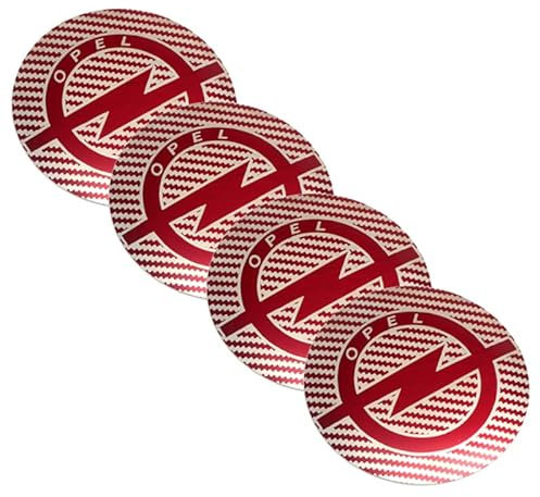 HEYSOF Auto Nabenkappen, Für Opel Astra Mokka Insignia Zafira Corsa, 56mm, wasserdichte, Staubdichte Radzierabdeckung, Radmitte mit Logo-Emblem-Aufkleber, Außenzubehör,red
