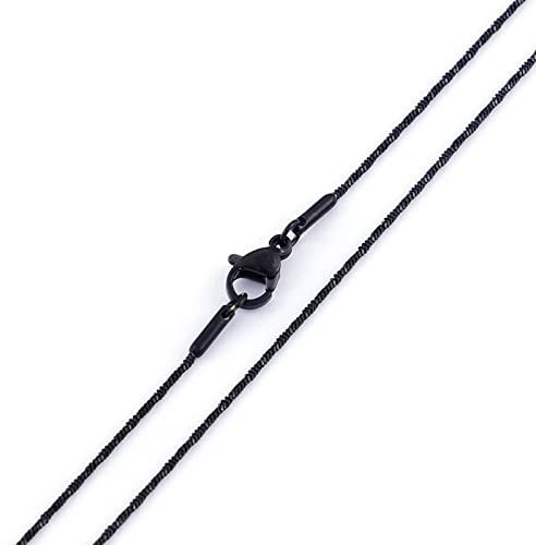 Kette Schwarz, Halskette Punk Herren 46CM Edelstahl 1MM Schlangenkette Dünne Modeschmuck Damen Geschenk Geburtstag