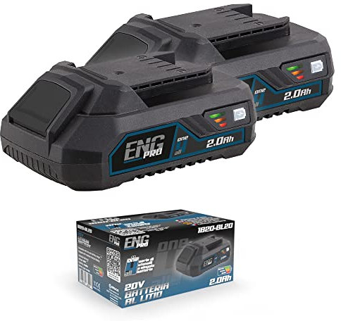 Coppia Di Batterie Da 20V 2.0Ah - Linea Professionale a Batteria ONE4ALL - Per Elettroutensili Trapano Smerigliatrice Utensile Multifunzione Senza Carica Batteria - ENG PRO