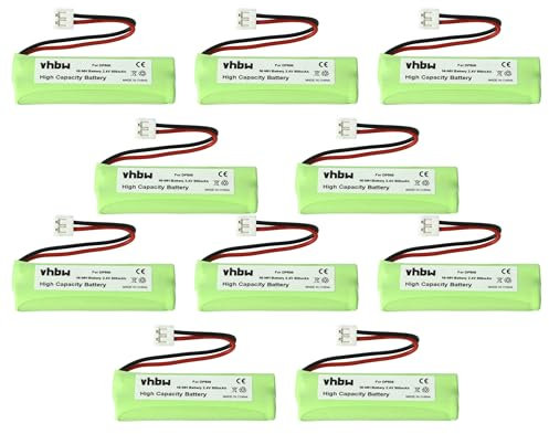 vhbw 10x batteria compatibile con Medion MD82973, MD83024, MD83173, Life S63072, S63062, S63065 telefono fisso cordless (500mAh, 2,4V, NiMH)