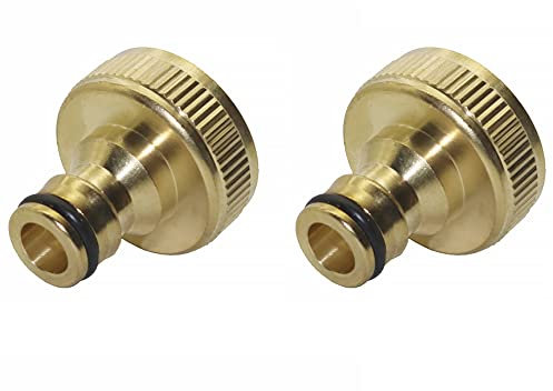 2PCS Female Thread Tap Connector, 31mm Female Thread, Hose Pipe Connector, Brass Internal Adaptor, Nipple Hose Connector for Car Wash Garden Irrigation