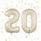 20 Geburtstag Deko zahlen luftballon 20 jahre | Folienballon Beige- für 20. Geburtstagsdeko Männer Frauen Ballon Zahl Deko zum Geburtstag fliegt mit Helium 20.Geburtstagsparty 40-101cm