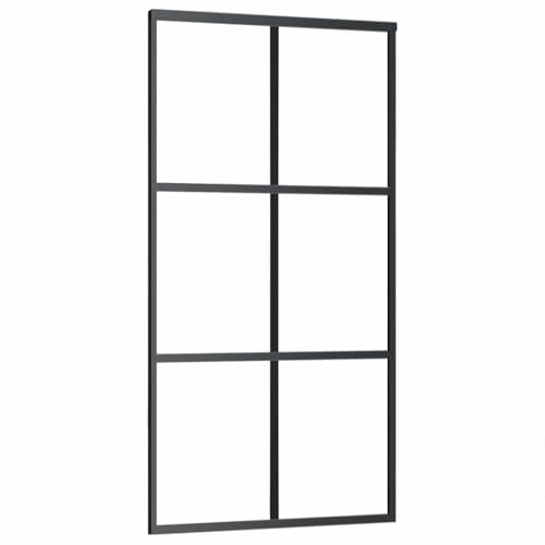 vidaXL Schiebetür mit Soft-Stop-Funktion Glasschiebetür Glastür Glas Schiebe Tür Schiebetürsystem ESG-Glas Aluminium 102x205cm Schwarz
