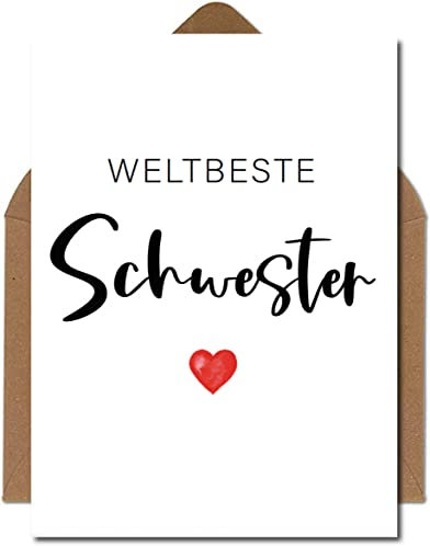 The Life Barn Postkarte mit Umschlag Weltbeste Schwester Dankeskarte Glückwünsche
