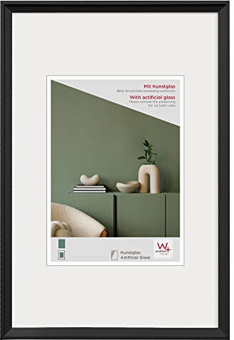 walther design Desire DEX050B Cadre Photo en Plastique avec Verre Synthétique, Noir, 40 x 50 cm