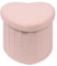 Bonlife Pink Boucle Ottoman with Storage,Foldable Footstool for living room,Toy Chest,Storage Seat,Teddy Heart Shape Footrest,38X38X32cm