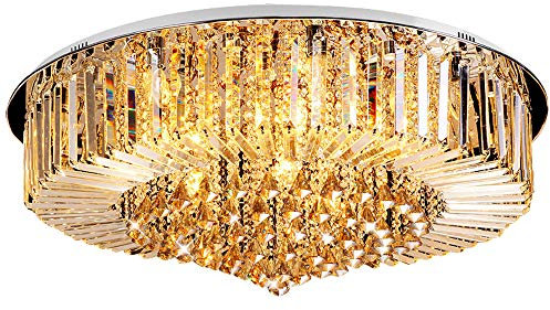 Kristall Kronleuchter, Kronleuchter Modern Kristall Leuchte, Kristall Deckenleuchte mit drei Farbtemperaturen, Aufhängung Pendelleuchte für Esszimmer Schlafzimmer Wohnzimmer