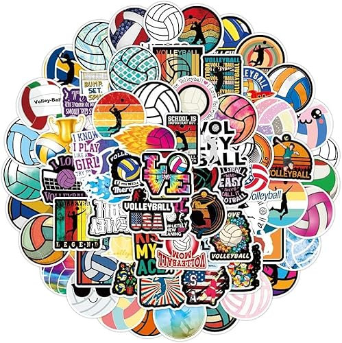 Volleyball Aufkleber für Laptop (100 PCS),Geschenk für Kinder Jugendliche Erwachsene Jungen,Volleyball Stickers Wasserdicht Vinyl Aufkleber für Scrapbook,Skateboard,Auto,Gepäck