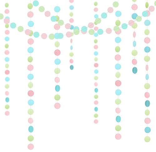 OSUWLSI 3pcs Purple and White Circle Dots Garland Lavender Hanging Paper Polka Dot Streamer for Birthday Anniversary Engagement Wedding Baby Bridal Shower Valentine Day