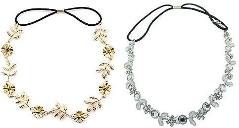 JOCXZI elastisches haarband perlen,Elastisches Haarband Schmuck,blumen haarschmuck haarreif,Haarreifen Damen Blumen Hochzeit Haarschmuck,2 stück