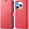 TUCCH Leather Wallet Case for iPhone 15 Pro (6.1) 2023 5G, PU Magnetic Protective Flip Folio Case Cover with RFID Blocking[Shockproof TPU] Card Slot Viewing Stand Compatible with iPhone 15 Pro, Red