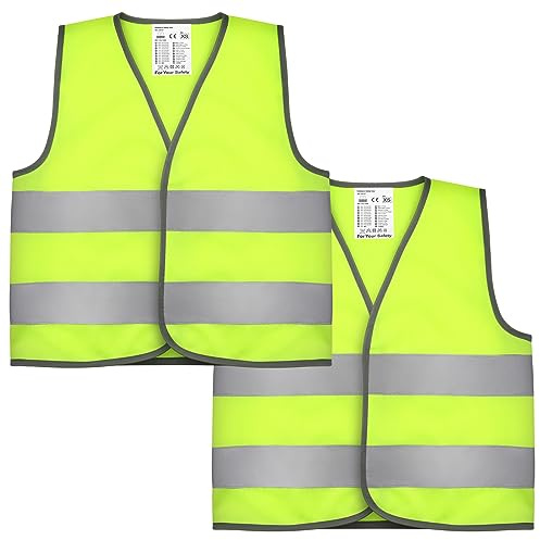 Firtink 2 Pcs Hi Vis Vests for Kids,High Visibility Reflective Safety Vest | High Vis Vest,Hi Safety Vests,High Vis Jacket with Reflective Strips for Kids Outdoor