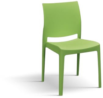 PAZZO DESIGN Sedia Alberto, Set Da 4 Sedie, Verde, Sedia In Polipropilene, Sedia Cucina, Sedia Sala Da Pranzo, Sedia Per Ufficio, Impilabile - id_2027