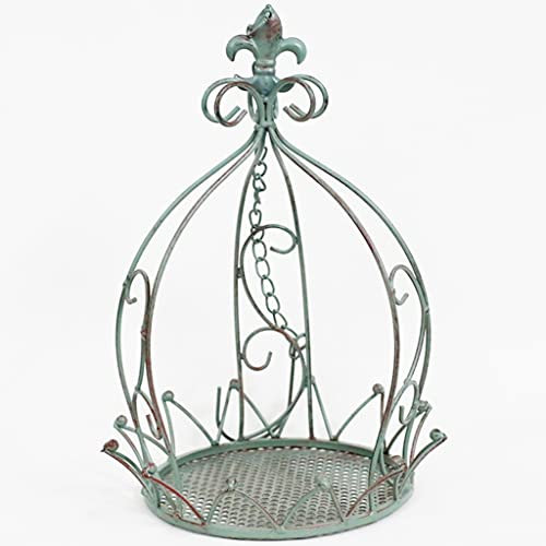 Jardiniere Suspendue Balcon Porte-Pot De Fleur en Fer Forgé Cage À Oiseaux, Cintre pour Plantes avec Crochet À Chaîne, Décoration De Jardin De Balcon (Color : Green, S : 20 * 35cm)