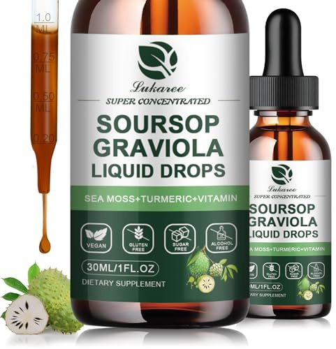 (2 Pack)Whole Soursop Graviola Leaf Extract Liquid Drop with Irish Sea Moss