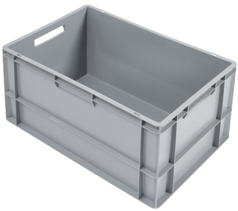 METRO Professional Eurobox, PP, 60 x 40 x 32 cm, 60 L, 25 kg, stapelbar, mit Handgriff, grau