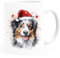 SpecialMe® Tasse Hunde-Motiv Weihnachten Weihnachtsmütze lustig Hunderassen Geschenk Hundebesitzer Aquarell Australian Shepherd weiß standard