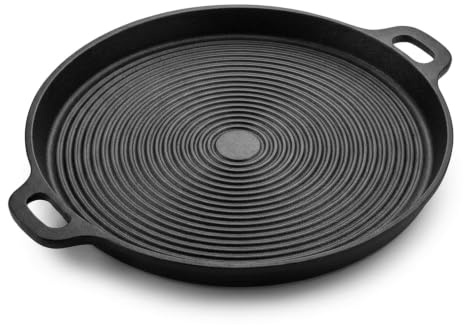 40,3x34 cm - Piatto Tondo Ghisa Smaltata | Teglia Barbecue Forno e Fornelli | Teglia con bordo da 3 cm con doppia smaltatura, ideale per arrosti, grigliate e preparazioni al forno o barbecue