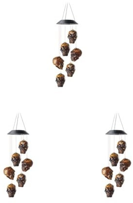 Solarbetriebenes Windspiel mit Totenkopf-Motiv, für Halloween, Haus, Garten, Balkon, Landschaft