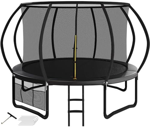 Devoko Trampolin Outdoor Ø 228/305/366/427 cm, TÜV Rheinland GS-Zertifikat, Kindertrampolin Gartentrampolin mit Sicherheitsnetz, Rundes Riesentrampolin mit Leiter und Schuhbeutel