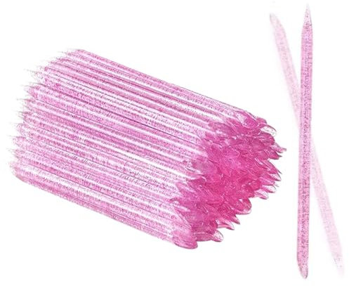 100 Pcs Plastic Sticks, Manicure Cuticle Pedicure Double-End Wood Cuticle Pusher Nail Cleaner Art Manicure and Pedicure Tools (Pink)