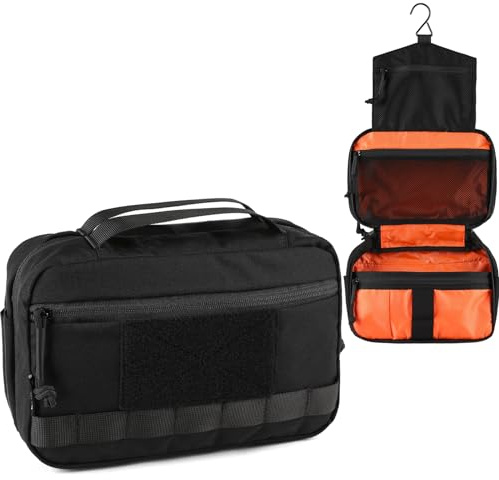 VOTAGOO GEAR Trousse de toilette tactique, trousse d'hygiène EDC militaire, pochette Molle, petite trousse Dopp, sac de douche de voyage pour homme, noir