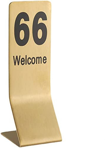 Números de mesa 1-50, placa de número de mesa digital de doble cara dorada de acero inoxidable para restaurante, tarjetas de lugar en forma de L de 14,5 × 5 cm para bodas, aniversarios, eventos, fies